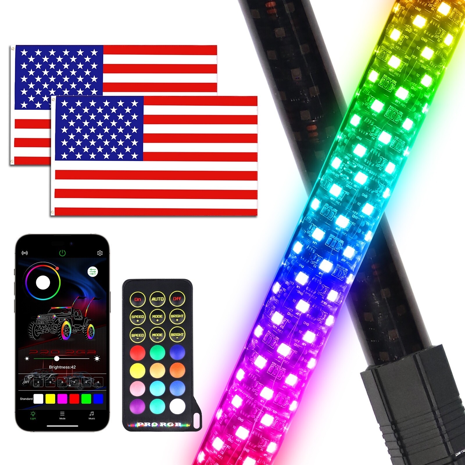 2' FAT RGB Whip Light Pair - Smoked - Image 5